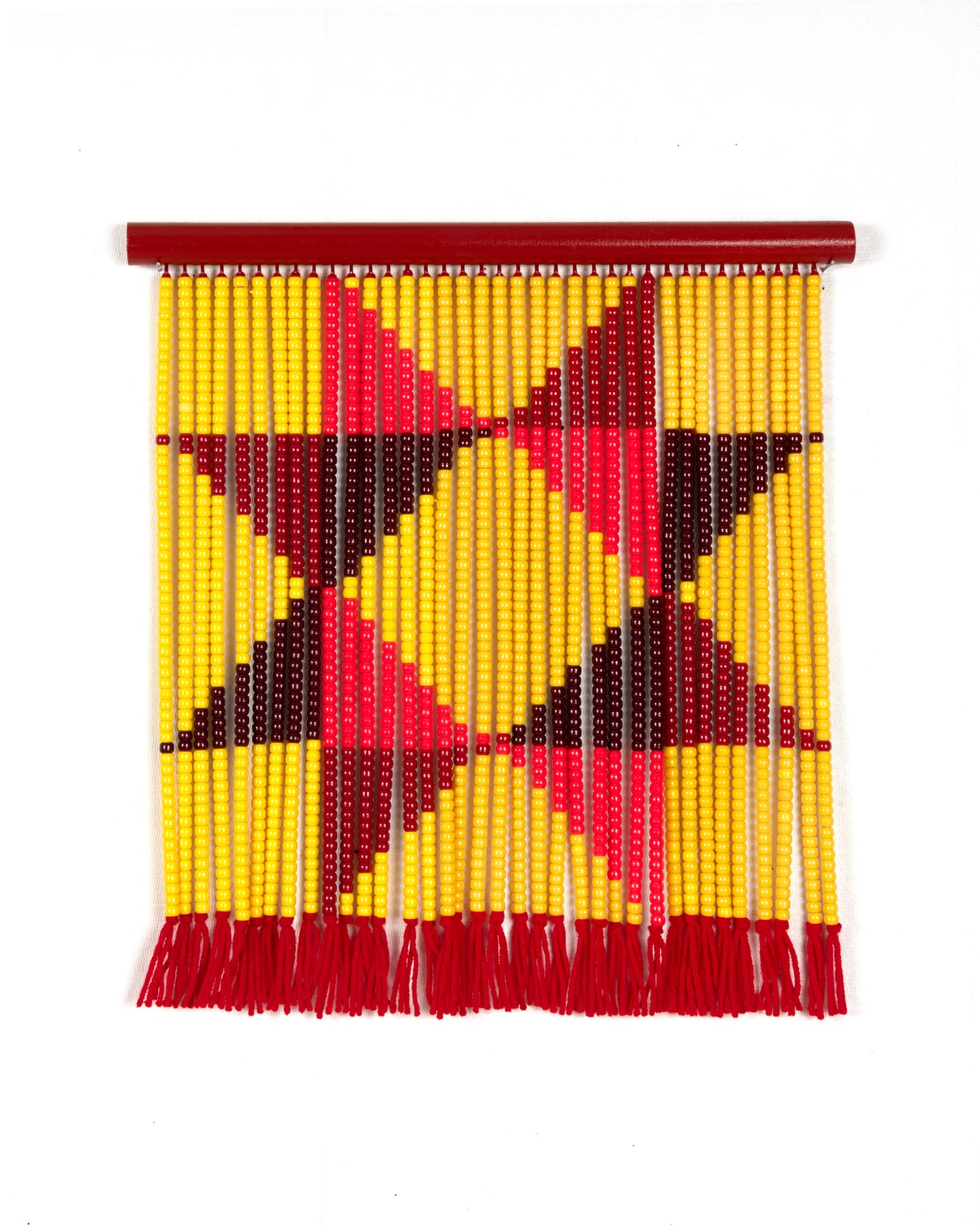 Medium Yellow and Red Ohio Star Quilt Bead Curtain