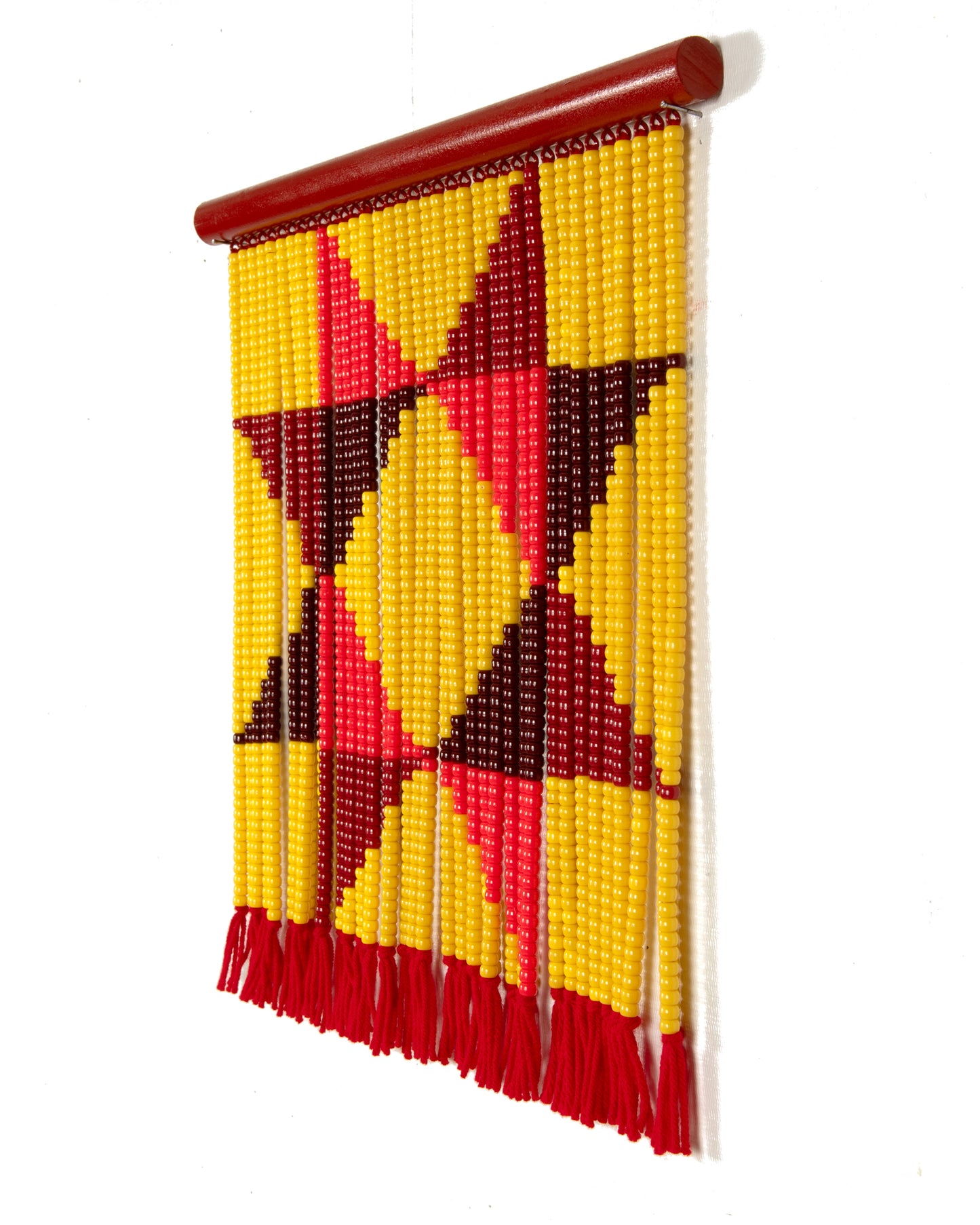 Medium Yellow and Red Ohio Star Quilt Bead Curtain