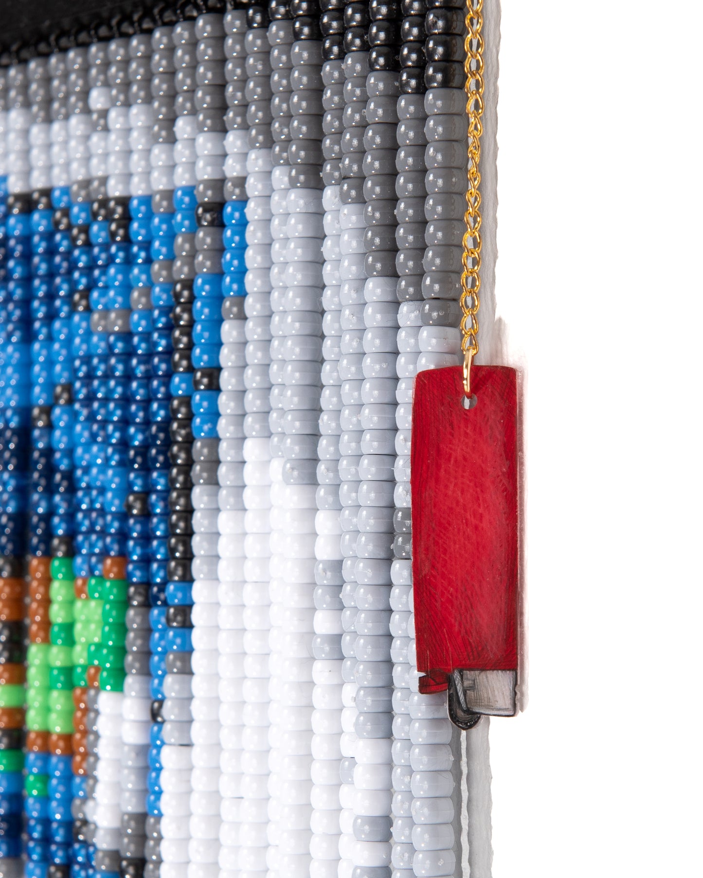 Medium Charmed Scale Mini Bead Photo Curtain by Noorann Matties (Charm Detail)
