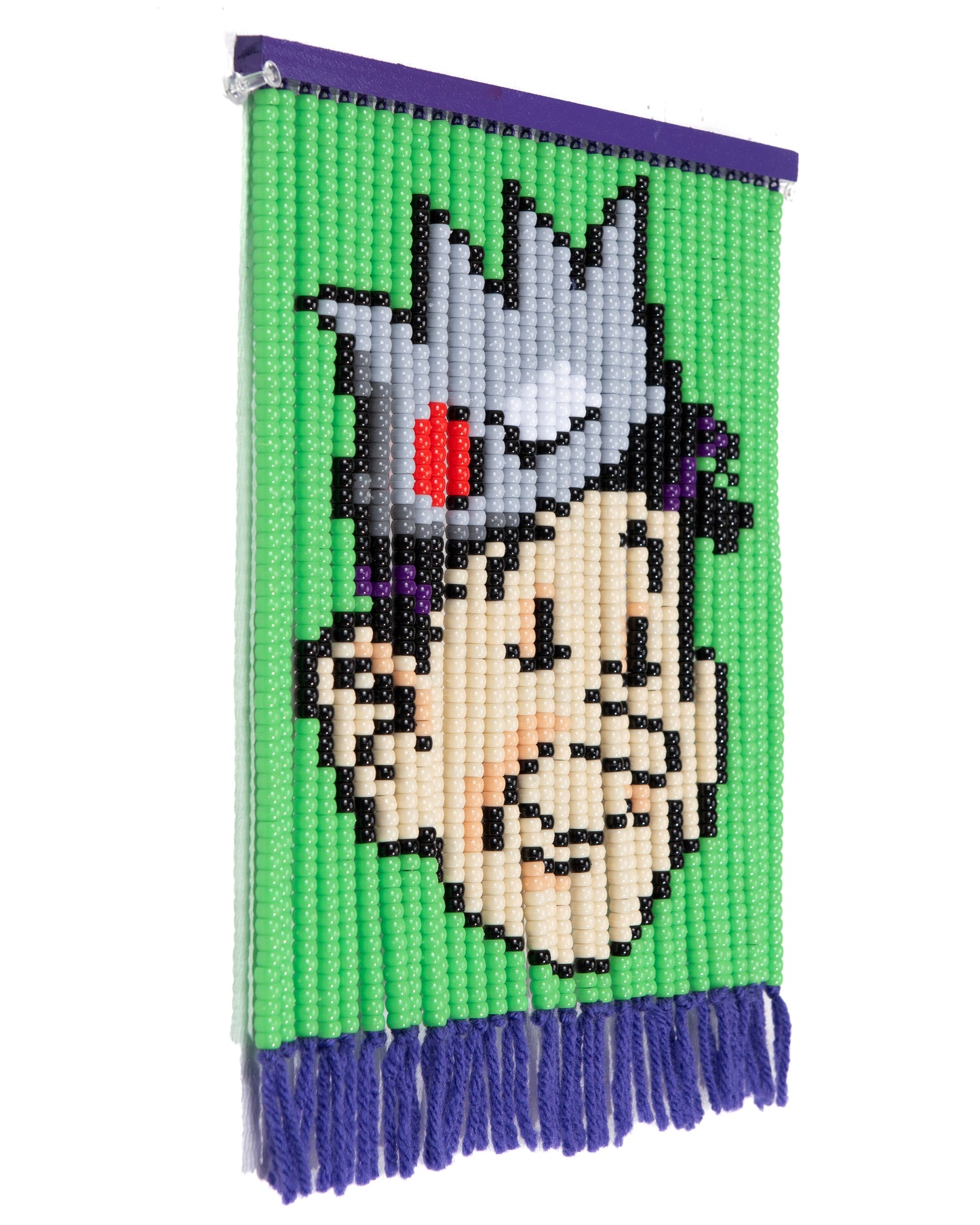 Medium Lime Jughead Mini Bead Curtain by Noorann Matties (Side View)