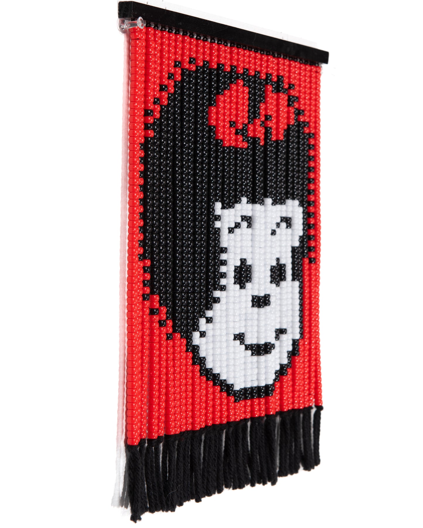 Medium Red and Black Nancy Mini Bead Curtain by Noorann Matties (Side View)