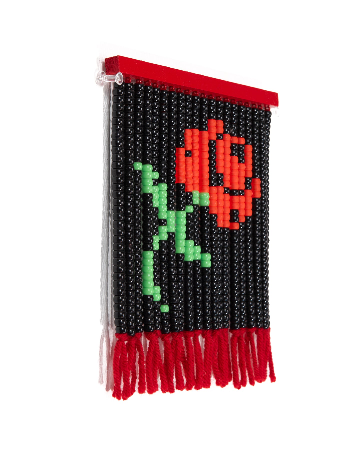 Small Black Rose Mini Bead Curtain by Noorann Matties (Side View)